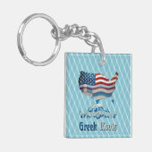 Griechisch Roots American Map Keyring Schlüsselanhänger (Vorderseite links)