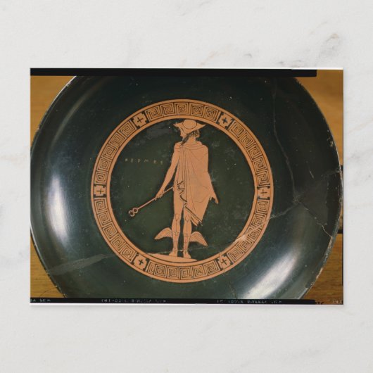 Griechisch-rote Tasse, die den Gott Hermes darstel Postkarte (Vorderseite)