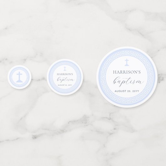 Griechisch-Schlüsselblauer Taufe Konfetti (Rückseiten)