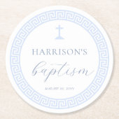 Griechisch-Schlüsselblauer Taufe Runder Pappuntersetzer (Vorderseite)