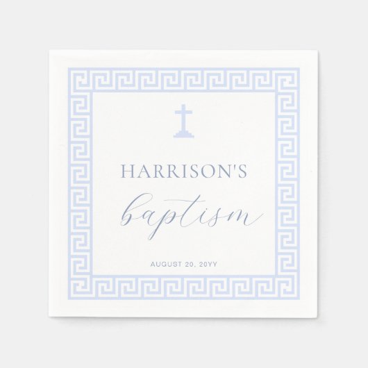 Griechisch-Schlüsselblauer Taufe Serviette (Vorderseite)