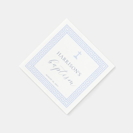 Griechisch-Schlüsselblauer Taufe Serviette (Ecke)