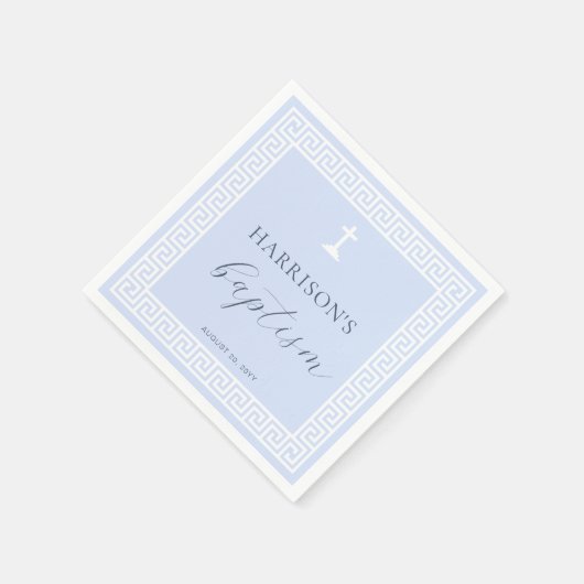 Griechisch-Schlüsselblauer Taufe Serviette (Ecke)