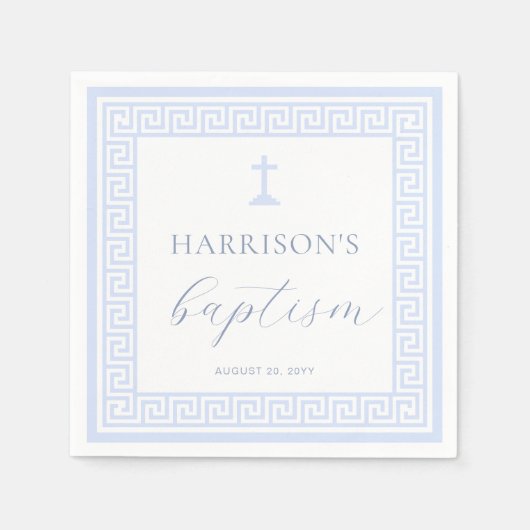 Griechisch-Schlüsselblauer Taufe Serviette (Vorderseite)