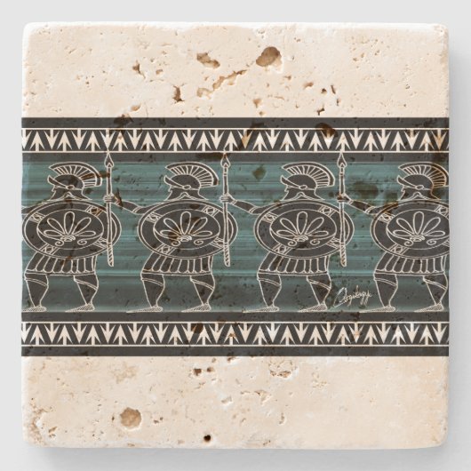 Griechisch-Schwarze Uhr Steinuntersetzer (Vorderseite)