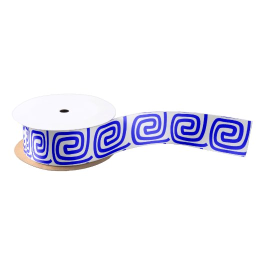 Griechisch Traditional Blue White Repeat MeanderMu Satinband (Spule)