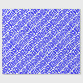 Griechisch Traditionelles Blaues Weiß-Muster Fret- Geschenkpapier (Flach)