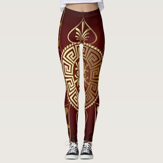Griechisch-wichtige Leggings Burgund (Vorderseite)