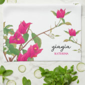 Griechisch Yiayia Griechische Großmutter Bougainvi Geschirrtuch (Gefaltet)