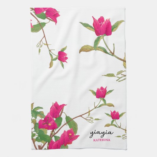 Griechisch Yiayia Griechische Großmutter Bougainvi Geschirrtuch (Vertikal)