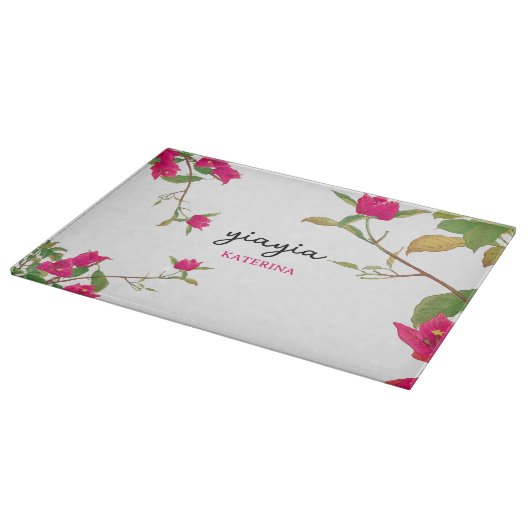 Griechisch Yiayia Griechische Großmutter Bougainvi Schneidebrett (Ecke)