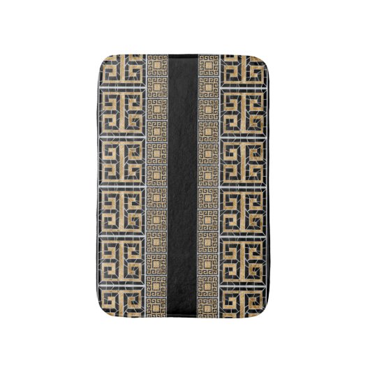 Griechisch zerbrochene Tile-Mosaik-Schwarz und Gol Badematte (Vorderseite Vertikal)