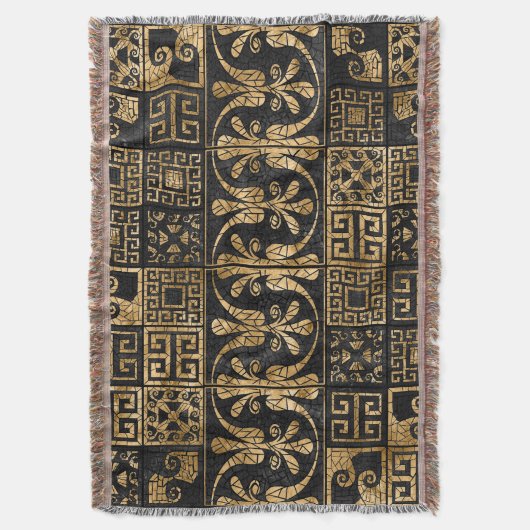 Griechisch zerbrochene Tile-Mosaik-Schwarz und Gol Decke (Vorderseite Vertikal)