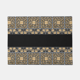 Griechisch zerbrochene Tile-Mosaik-Schwarz und Gol Fußmatte