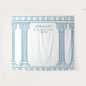 Griechische Abschiedsparty blaues Fotohintergrundb Wandteppich (Vorderseite (Horizontal))