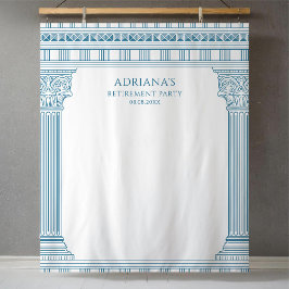 Griechische Abschiedsparty mit blauen Tempel säule Wandteppich