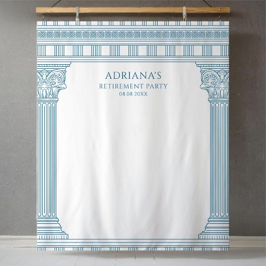 Griechische Abschiedsparty mit blauen Tempel säule Wandteppich