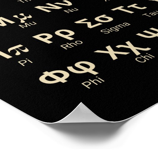 Griechische Alphabet-Briefe im Einklang mit der Äu Poster (Ecke)