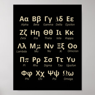 Griechische Alphabet-Briefe im Einklang mit der Äu Poster