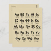Griechische Alphabet-Briefe in Ordnung Postkarte (Vorne/Hinten)