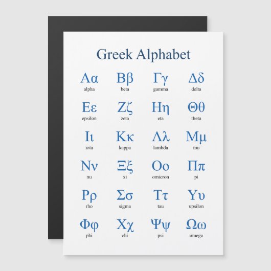 Griechische Alphabet Vertikale Magnetkarte (Vorne/Hinten)