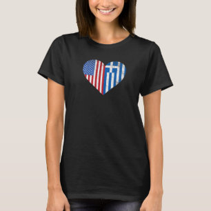 Griechische amerikanische Flagge Herzgriechisches T-Shirt