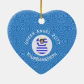 Griechische Angel Schwarzes Haar Hanukkah Fahne Pe Keramik Ornament (Hinten)