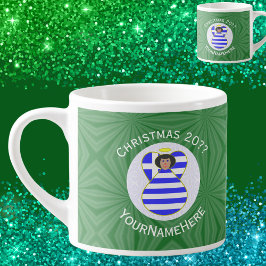 Griechische Angel Schwarzes Haar Weihnachtsfahne P Espressotasse