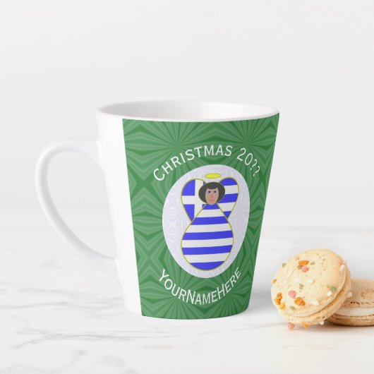 Griechische Angel Schwarzes Haar Weihnachtsfahne P Milchtasse (Beispiel)