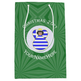 Griechische Angel Schwarzes Haar Weihnachtsfahne P Mittlere Geschenktüte