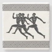 Griechische Athleten laufen in Weiß Steinuntersetzer (Vorderseite)