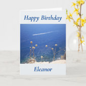 Griechische Blaue See - Geburtstagskarte Karte (Gelbe Blume)