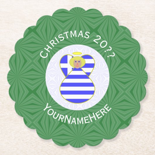 Griechische Blonde Angel Weihnachtsflagge Personal Untersetzer (Vorderseite)
