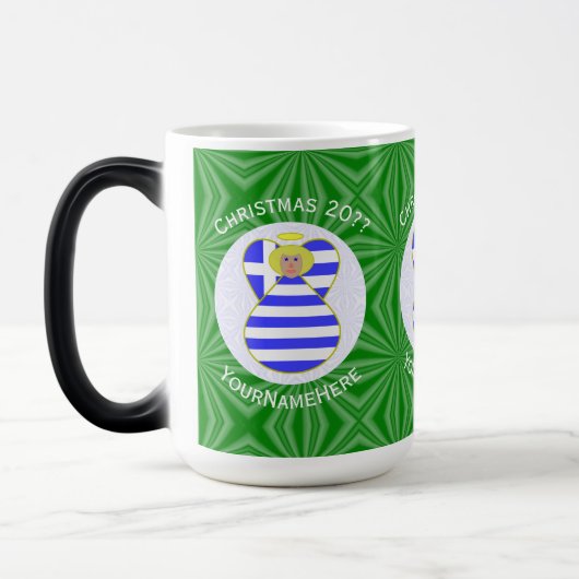 Griechische Blonde Angel Weihnachtsflagge Personal Verwandlungstasse (Links)