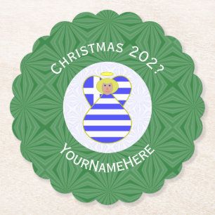 Griechische Blonde Engel Weihnachtsflagge Personal Untersetzer