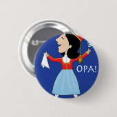 Griechische Dame Dancing Button (Vorne & Hinten)