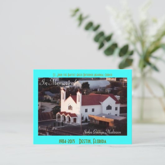 Griechische Destin St. John's Church Luftpostkarte Postkarte (Stehend Vorderseite)