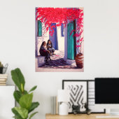 "Griechische Dorfklatschen" (groß) Poster (Heimbüro)