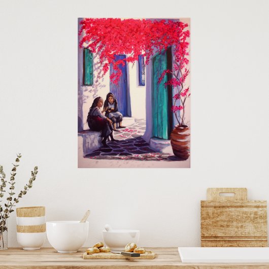 "Griechische Dorfklatschen" (groß) Poster (Küche)