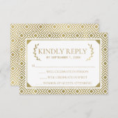 Griechische Elegance Wedding RSVP Card, Gold Einladung (Vorne/Hinten)