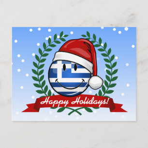 Griechische Fahne im Weihnachtsstil Feiertagspostkarte