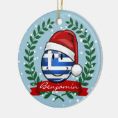 Griechische Fahne im Weihnachtsstil Keramik Ornament (Links)