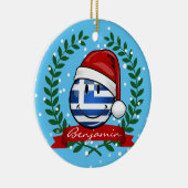 Griechische Fahne im Weihnachtsstil Keramikornament (Rechts)