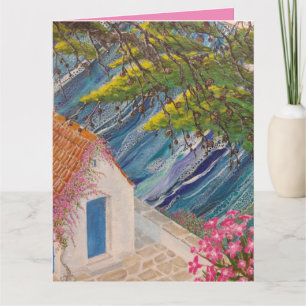 Griechische Feiertage Blau und Rosa Karte