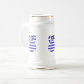 Griechische Flagge Angel Black Hair Bierglas (Vorderseite Links)