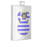 Griechische Flagge Angel Black Hair Flachmann (Rechts)