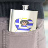 Griechische Flagge Angel Black Hair Flachmann (Beispiel)