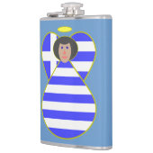 Griechische Flagge Angel Black Hair Flachmann (Links)