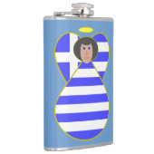 Griechische Flagge Angel Black Hair Flachmann (Rechts)