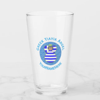 Griechische Flagge Angel YiaYia mit Name Glas